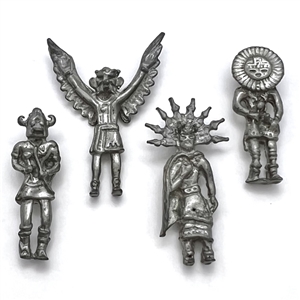 Set of four Hopi kachina buttons of cast pewter.