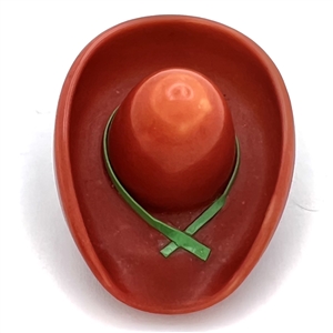 Vintage celluloid button of a hat. 