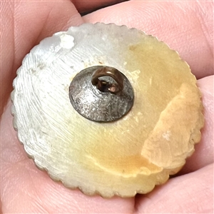 An 18th c. Carved pearl button with faceted paste center.