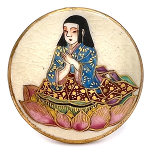 Japanese Satsuma button of Saint Kukai as a child.