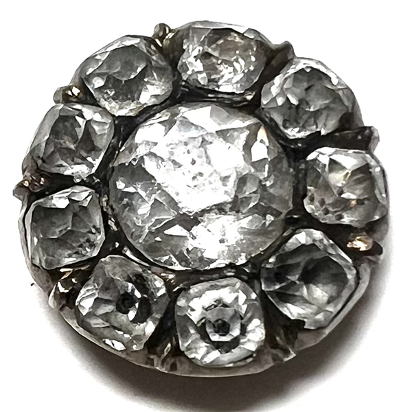 An 18th c. Square cut and brilliant cut paste jewels  set in silver button. 