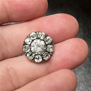 An 18th c. Square cut and brilliant cut paste jewels  set in silver button. 