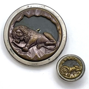 “Lion of Lucerne" button in mother /daughter sizes.