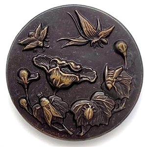 Tinted brass button of “Five Insects."
