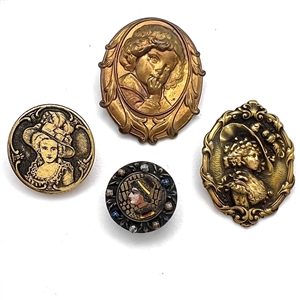 Four buttons of heads including Ashlee button of “Cherubic boy."