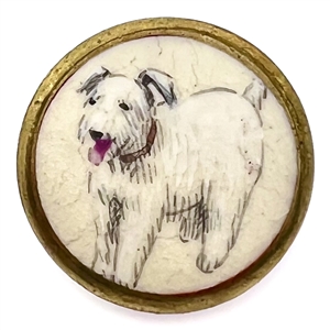 Japanese Satsuma button of a white dog.