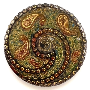 A 19th c. Lacy glass button of a lovely paisley design.