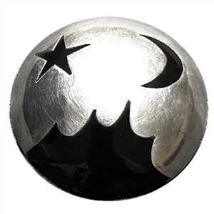 Mexican silver astronomical button of moon and star.