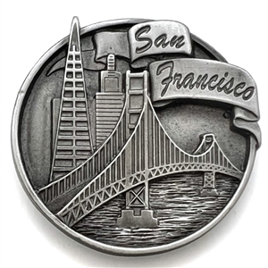 Battersea pewter button of San Francisco architecture. 