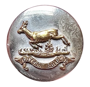 Rallye Vouzeron Sologne - French hunt club button of a stag jumping.