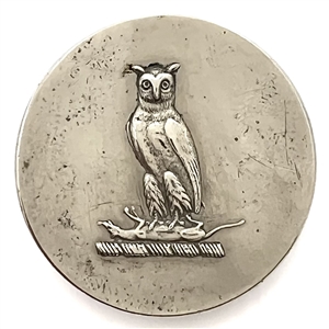 Rare French Livery crest button of an owl with a captured rat. 