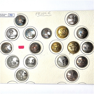 Card of eighteen Livery crest buttons of people. 