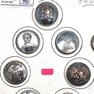 Card of eighteen Livery crest buttons of people. 