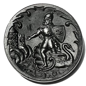 Black glass button of the Arrival of King Lohengrin."