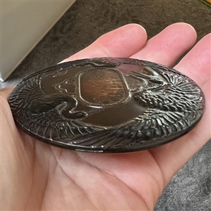 Extra large vintage celluloid button of three cranes.