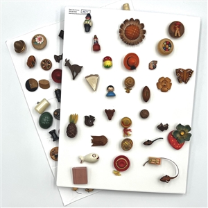 Two cards of 99 wood buttons. 