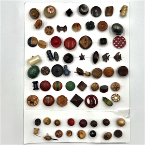 Two cards of 99 wood buttons. 