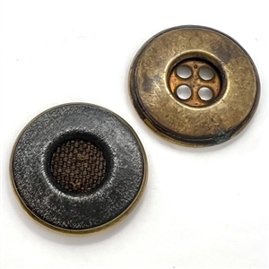 Two very unusual sporting target sew-thru buttons.
