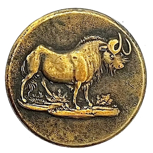 Exotic sporting button of a gnu (African antelope).