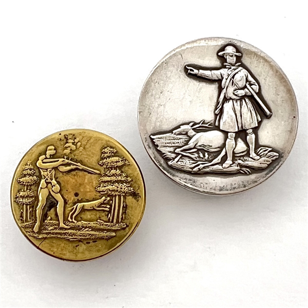 Two sporting buttons of hunters.
