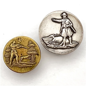 Two sporting buttons of hunters.