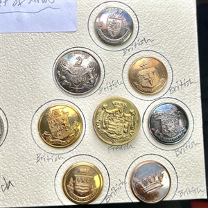 Card of 16 Livery coat of arms buttons from various countries.