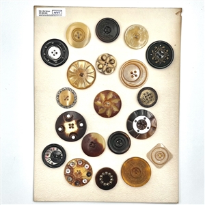 Card of twenty older bone buttons including Greenman.