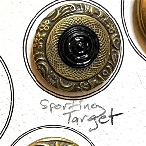 Card of 25 black glass in metal buttons.