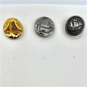 Two cards of 64 animal and other metal pictorial  buttons. 