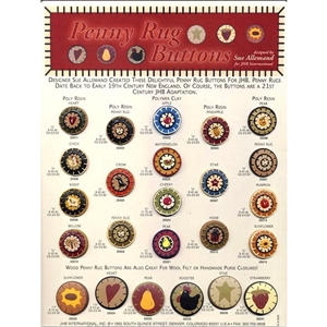 Six painted polymer clay JHB Penny Rug Buttons.