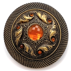 Victorian jewel button with faceted amber colored pastes.