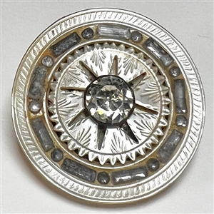 GORGEOUS 18th c. Pearl button with faceted pastes and a pin shank center.