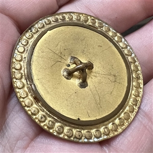 A 19th c.cobalt enamel button with foil Fleur-de-lys and paste border. 