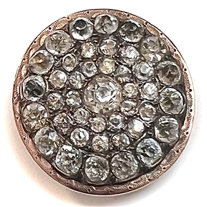 Georgian jewel button with black dot pastes on silvered copper.