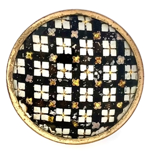 An 18th c. Design / pattern under glass set in metal button. 