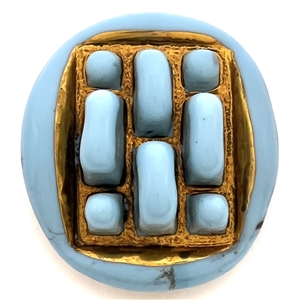 Rare large light blue highly sculptural Bimini glass button.