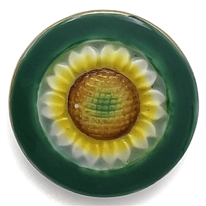 Yuzan (Arita) porcelain button of a sunflower.